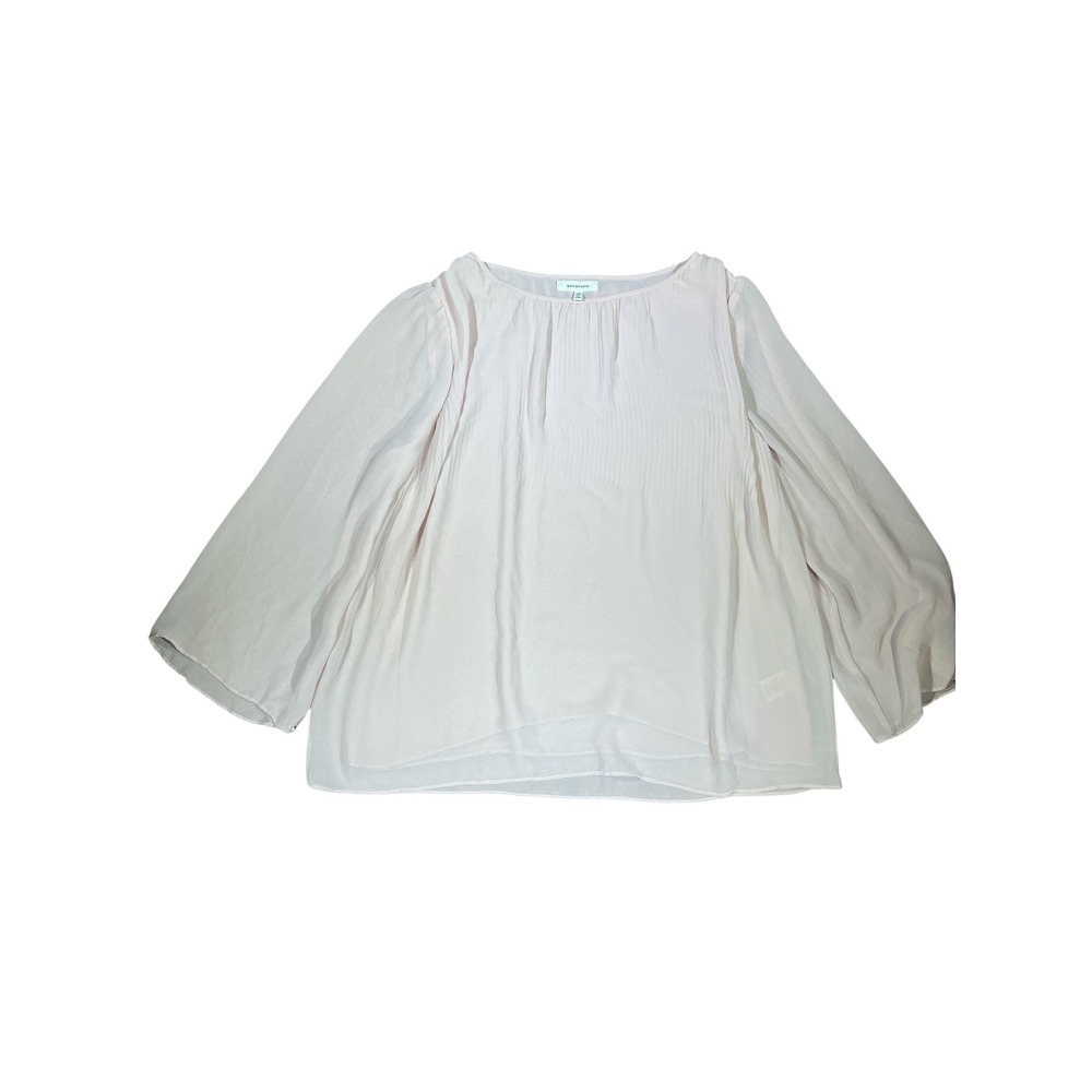 Max Studio Women's Pink Long Sleeve Pleated Sheer Blouse Size‎ M